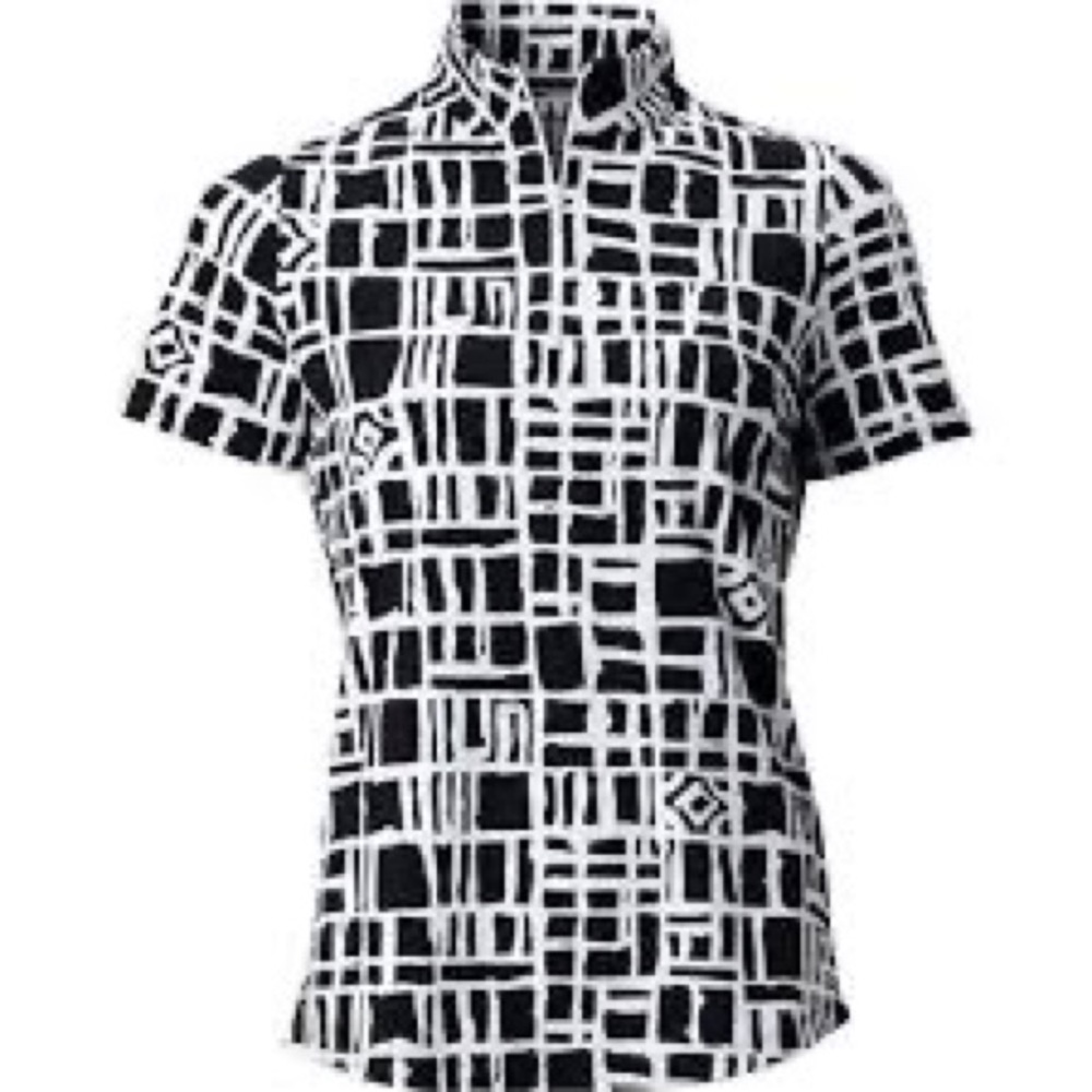🆕 IBKUL Golf Out Of The Box Black Short Sleeve Mock Neck Graphic Tee Sports XS